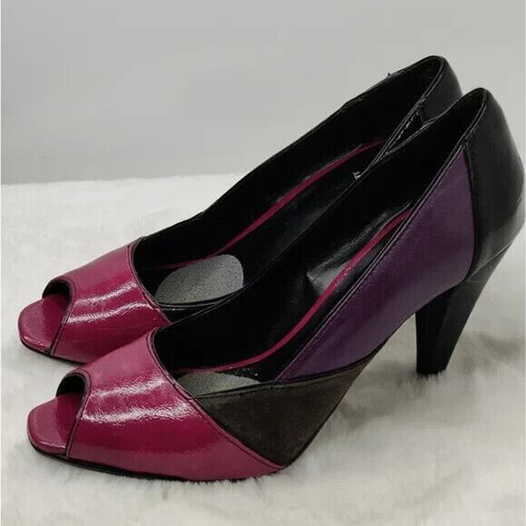 Vintage Pink Purple peep toe pumps. - Picture 3 of 7